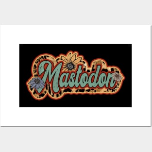 Retro Mastodon Gifts Name Flowers Personalized Styles Posters and Art